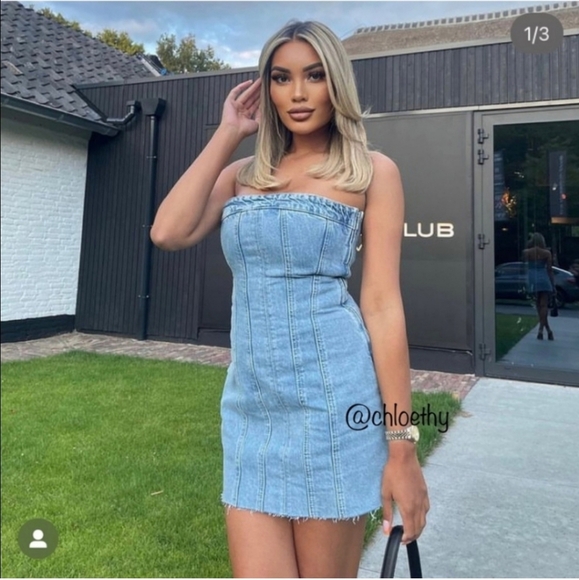 Zara Denim Mini Strapless Dress BlueSize S and L - Picture 11 of 16